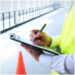How It Work Step 1 Site Assessment_600_600 Person writing on clipboard in safety vest