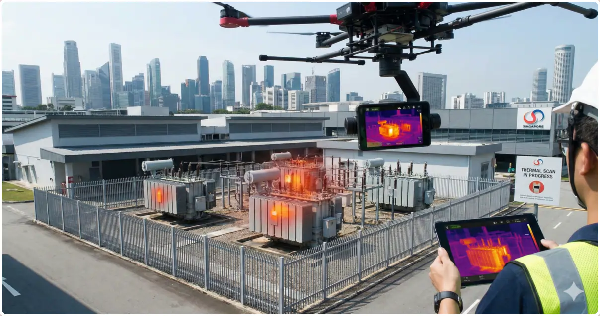 M & E thermal scan_1200_630 Drone surveying electrical infrastructure with thermal