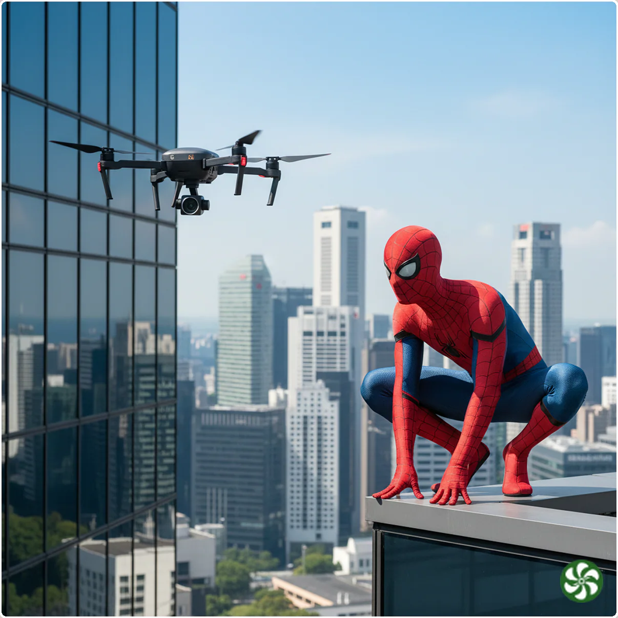 facade inspection by drone and spider man
