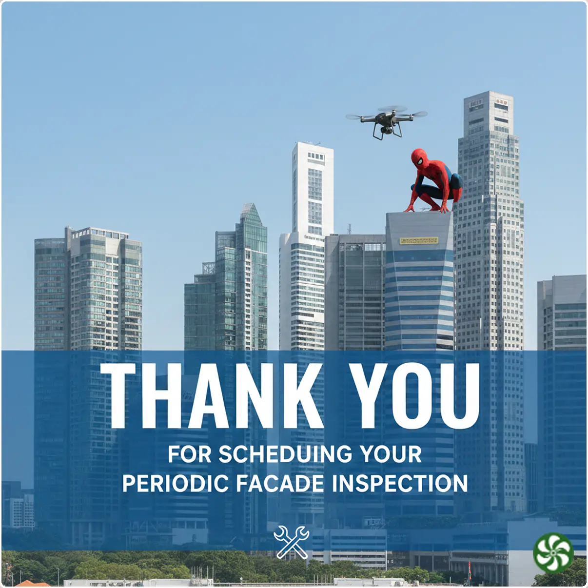 facade inspection by drone and spider man