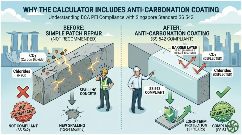 Anti Carbonation coating after facade repair works Anti Carbonation coating after facade repair works