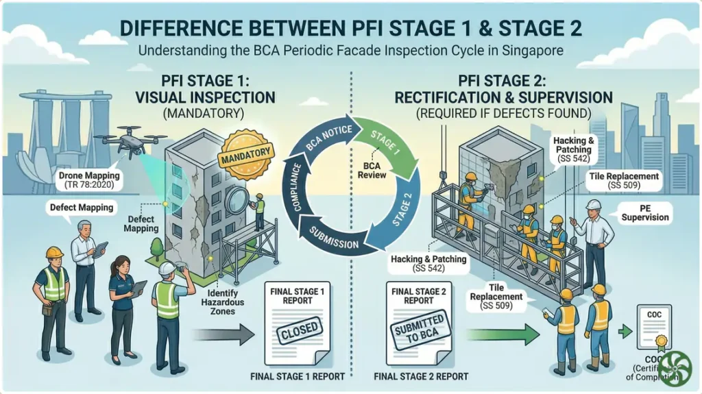difference between PFI Stage 1 Facade inspection and Stage2 Facade Repair difference-between-PFI Stage 1Facade-inspection and Stage2 Facade Repair